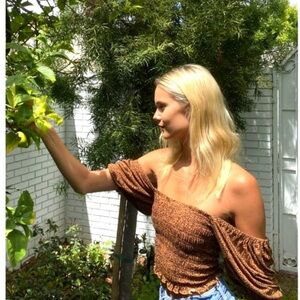 Urban Outfitters Smocked Leopard top